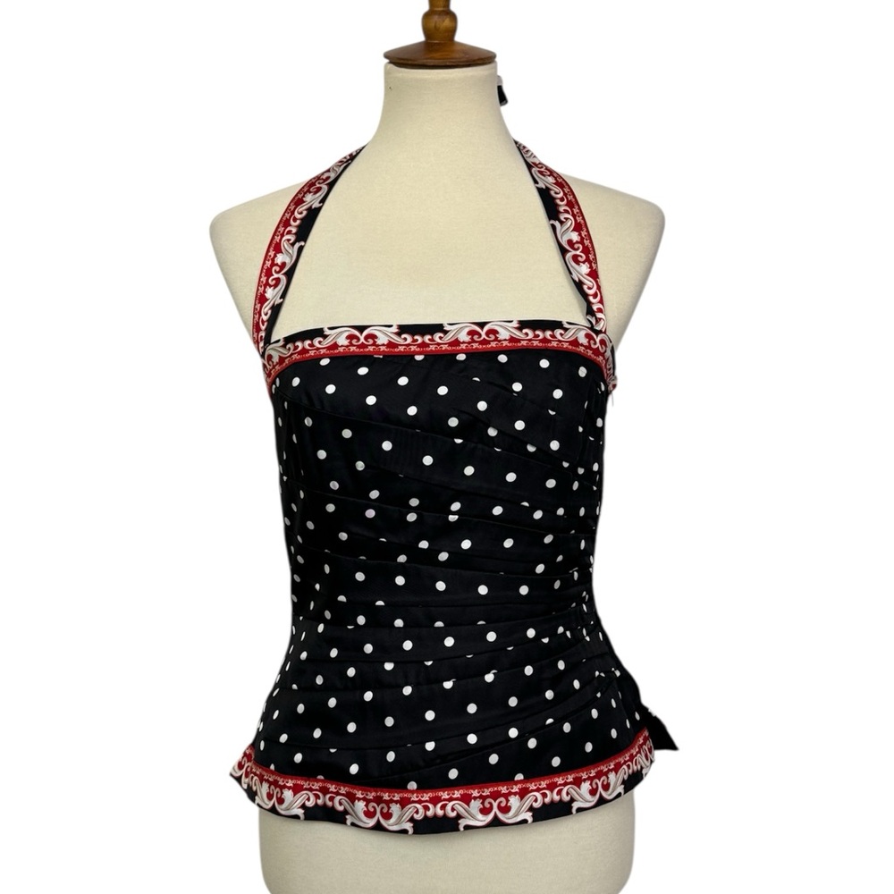 White House Black Market Corset Bustier Tube Top Polka Dot Strapless size 4